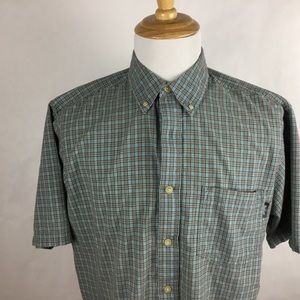 Woolrich Men Button Down Shirt Check S/S Sz Large